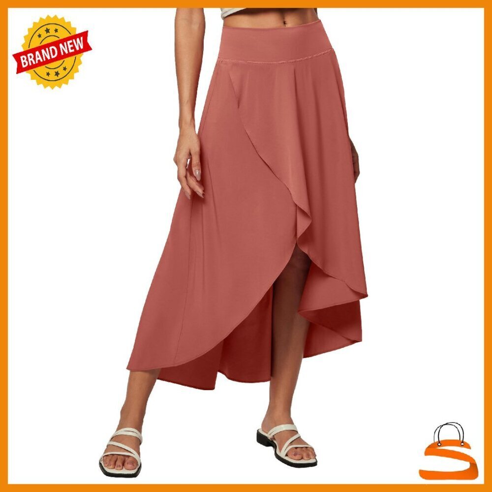 High Waist Wrap Skirt with Built-in Shorts Flowy Maxi Activewear